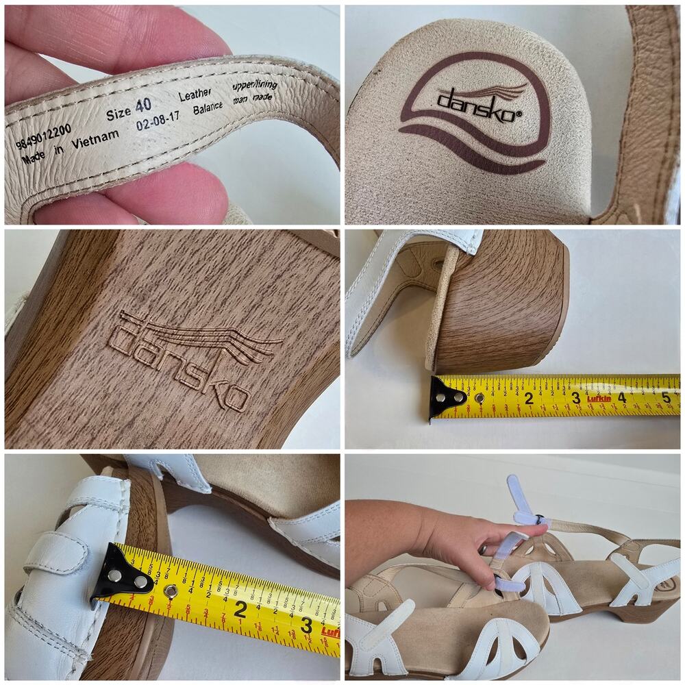 White Sandals Dansko Season Size 9.5-10 EU 40 Leather Platform Clog Ankle Strap - Picture 8 of 14